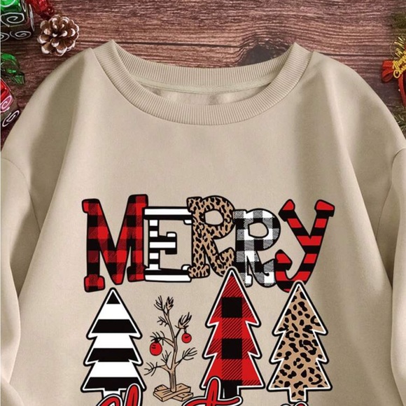 Merry Christmas Holiday Trees Top Women’s Sweatshirt - Picture 4 of 5